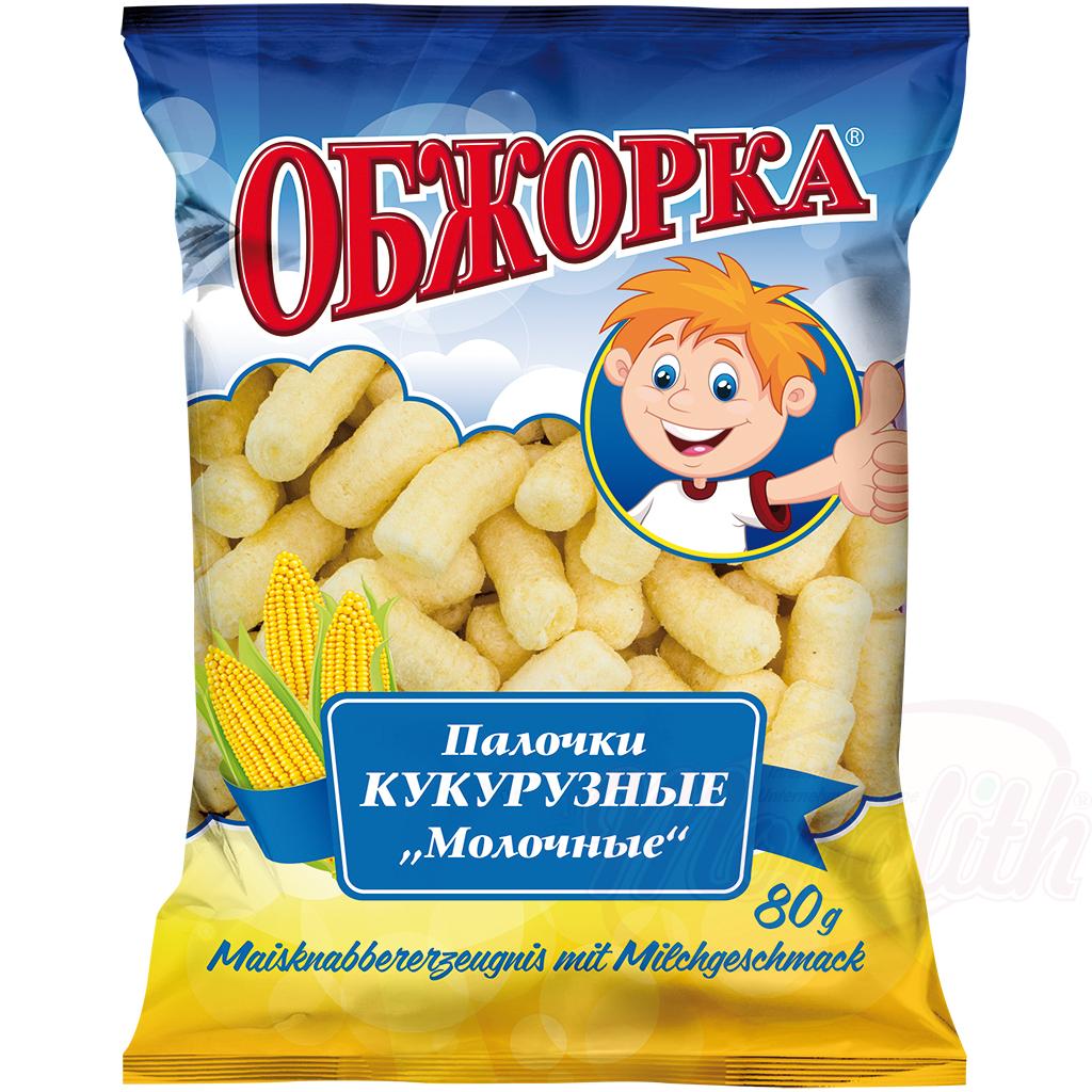 Палочки кукурузные сладкие молочные «Обжорка» 80г