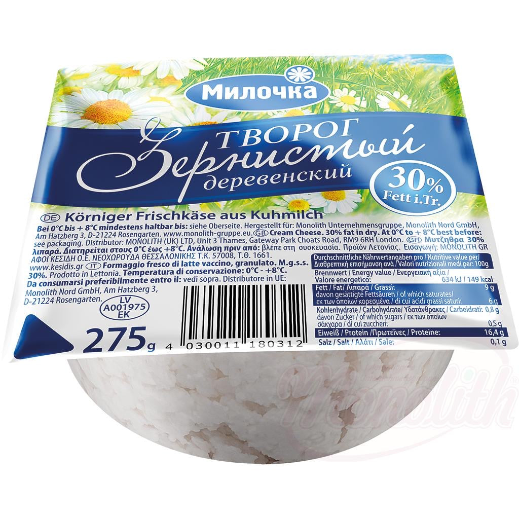 Fromage cottage « Milochka » granuleux 30% matière grasse 275g